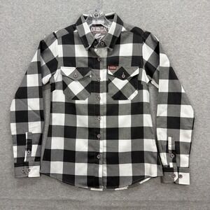 Dixxon Flannel Shirt Womens Small White Gray Buffalo Plaid Pinnacle D Tech